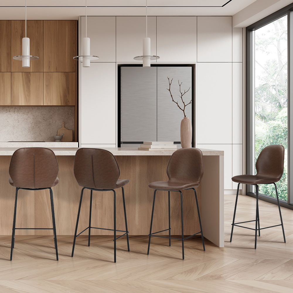 Bar Stools Set of 4 High Back PU Leather | Simpledeals
