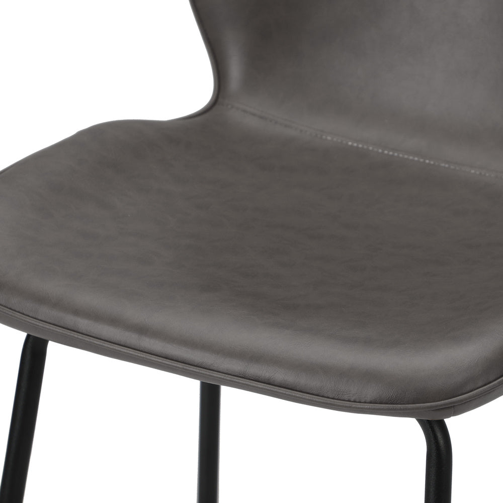 Set of 4 Bar Stools Kitchen Chairs High Leather Black Counter Seats Back/Grey