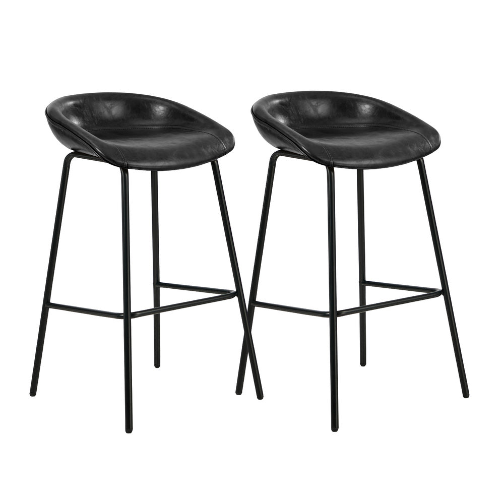Black PU Leather Bar Stools Set of 2 | Simpledeals