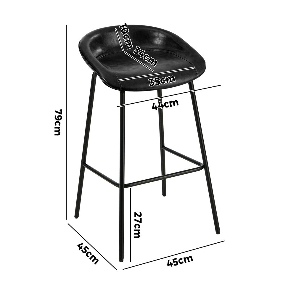 Black PU Leather Bar Stools Set of 2 | Simpledeals