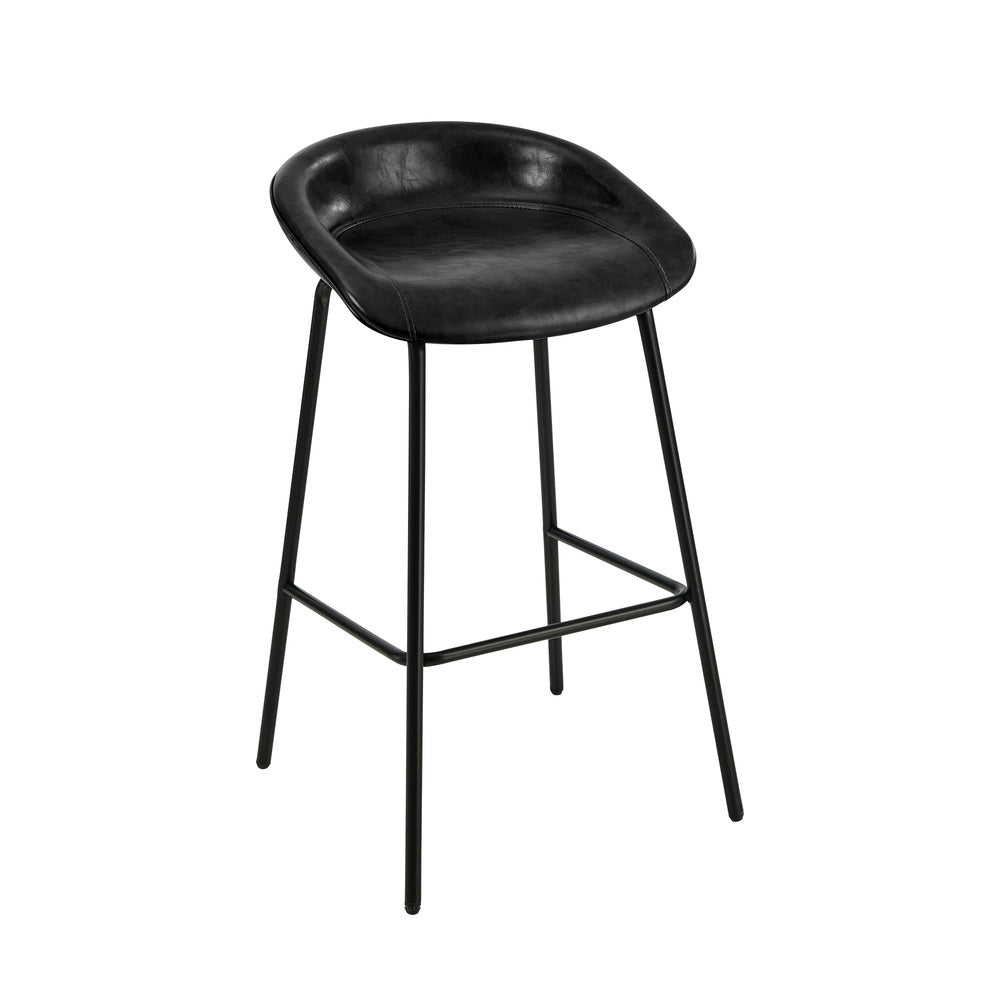 Black PU Leather Bar Stools Set of 2 | Simpledeals