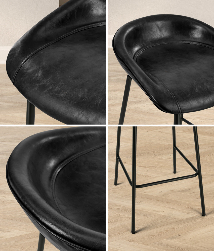 Black PU Leather Bar Stools Set of 2 | Simpledeals
