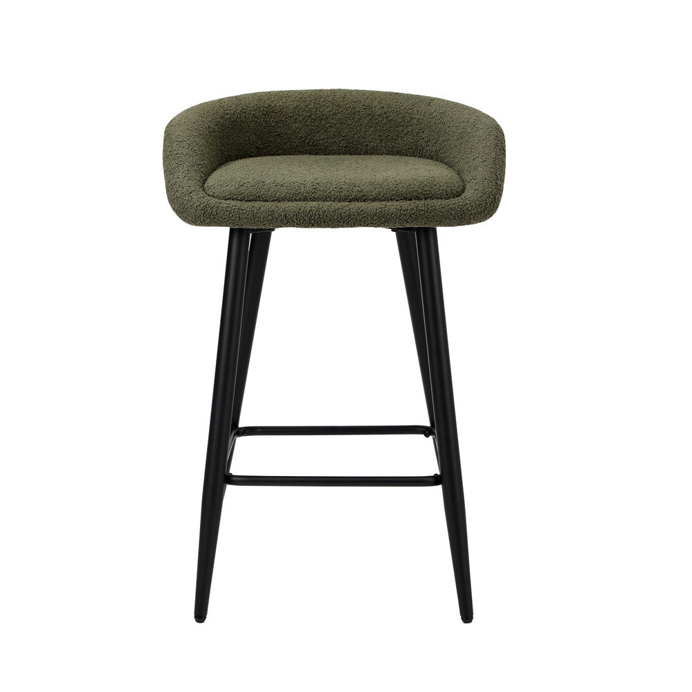 2PCS & 4PCS Bar Stools Boucle Fabric Green and Black