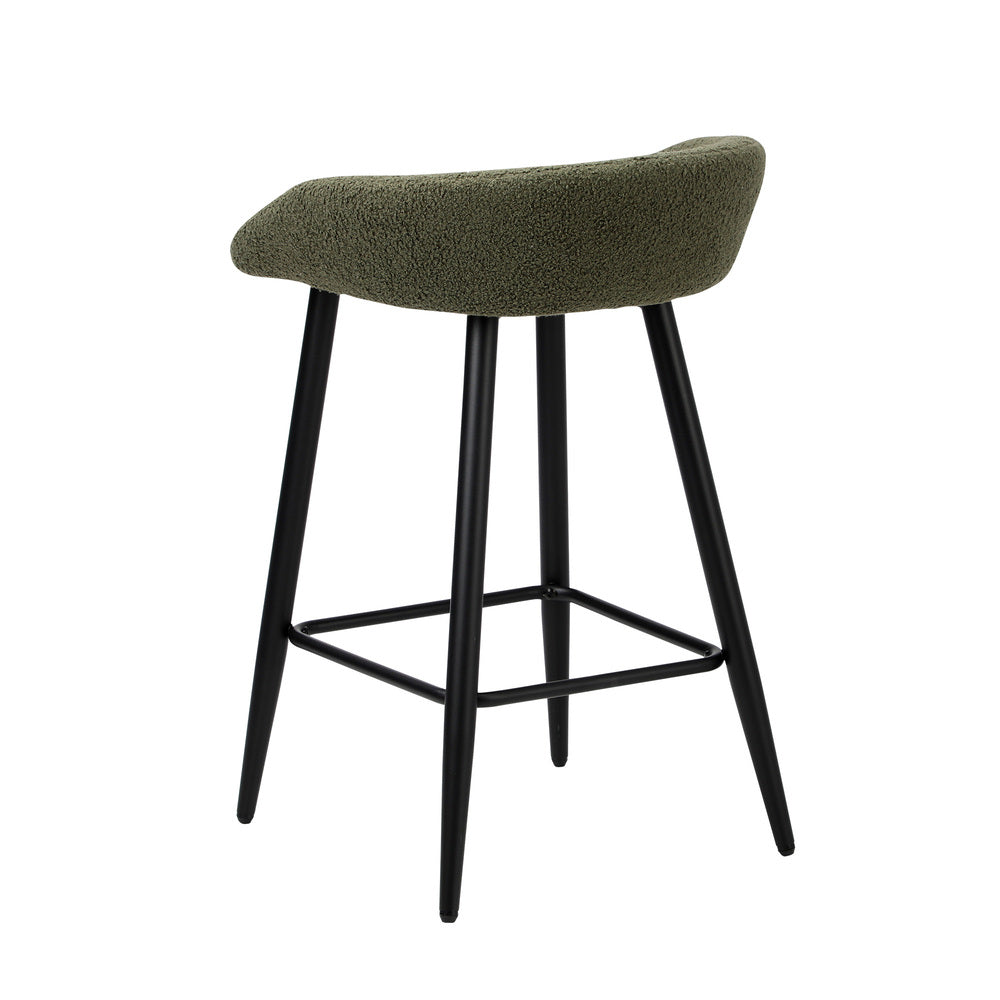 2PCS & 4PCS Bar Stools Boucle Fabric Green and Black