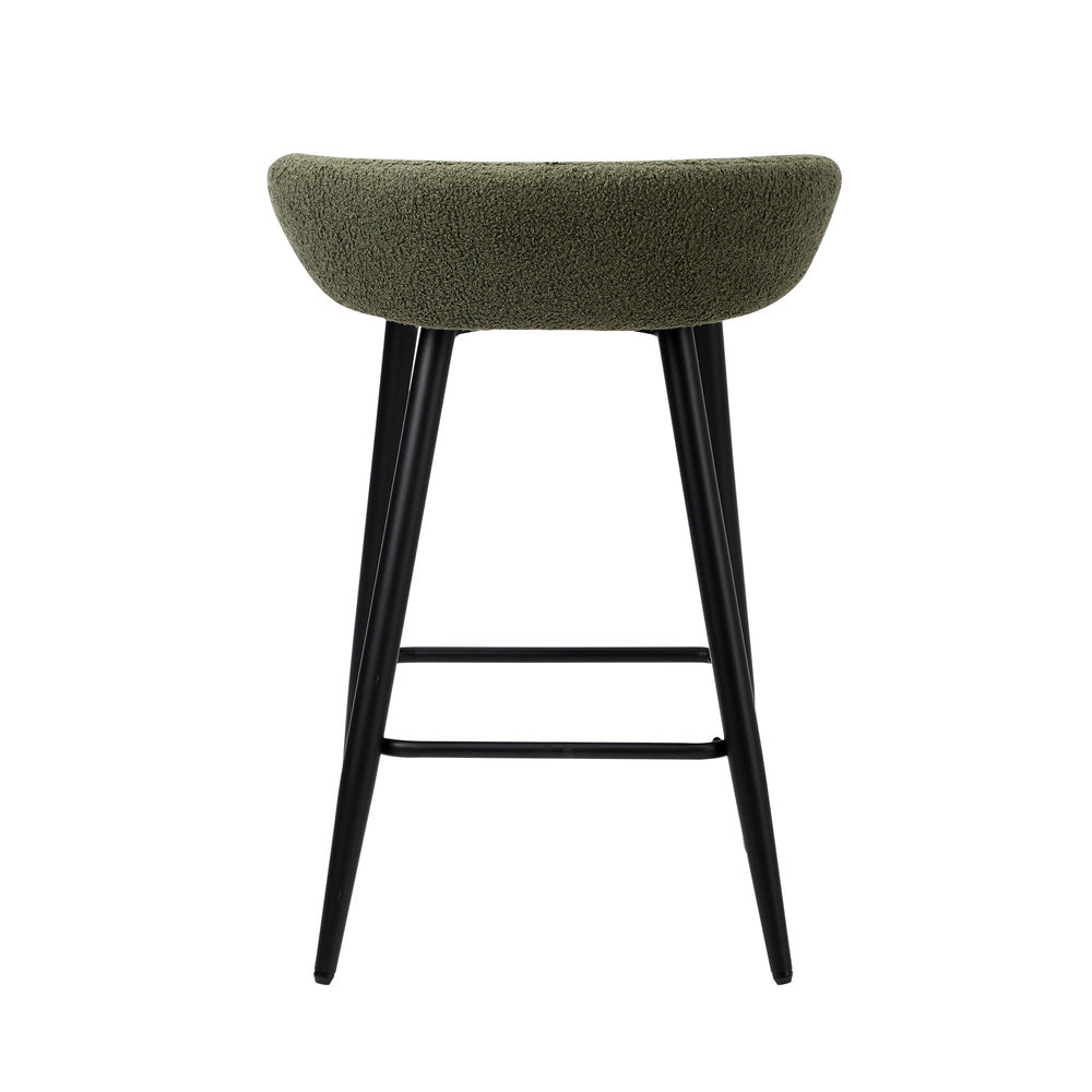 2PCS & 4PCS Bar Stools Boucle Fabric Green and Black