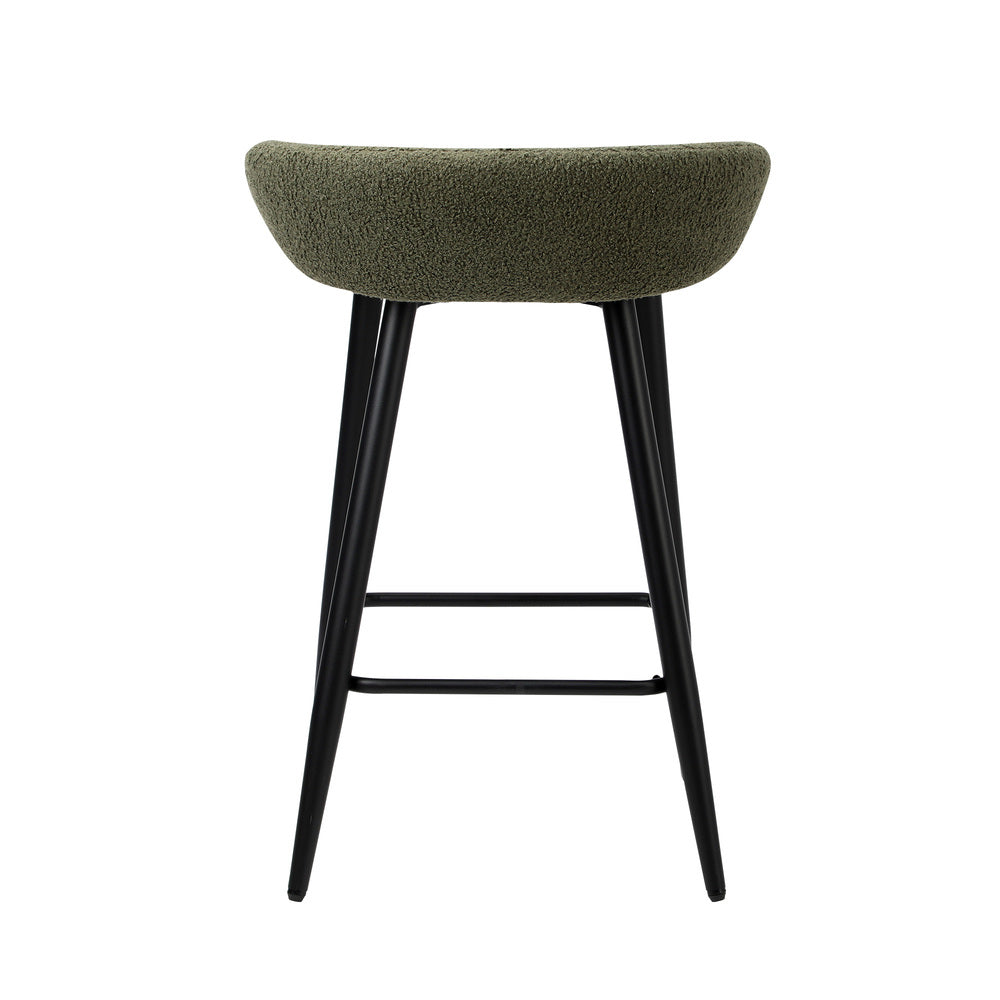 2PCS & 4PCS Bar Stools Boucle Fabric Green and Black