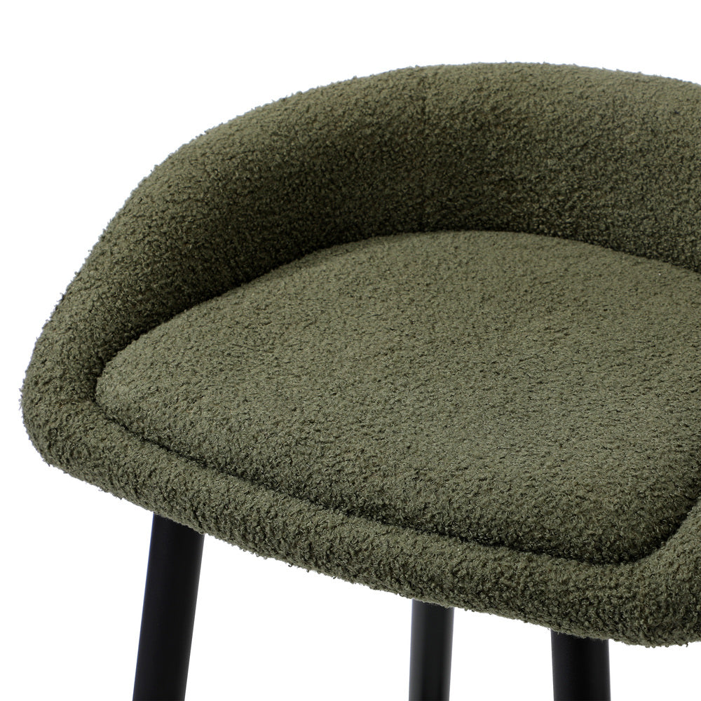 2PCS & 4PCS Bar Stools Boucle Fabric Green and Black