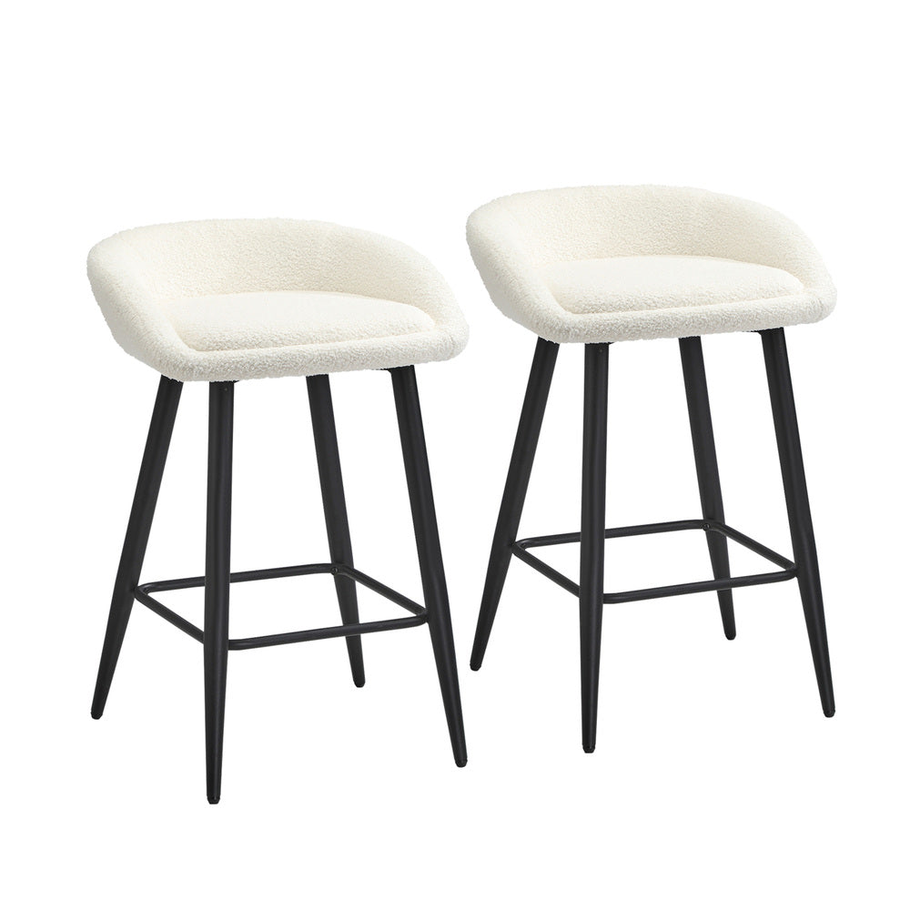 2PCS & 4PCS Bar Stools Boucle Fabric Green and Black