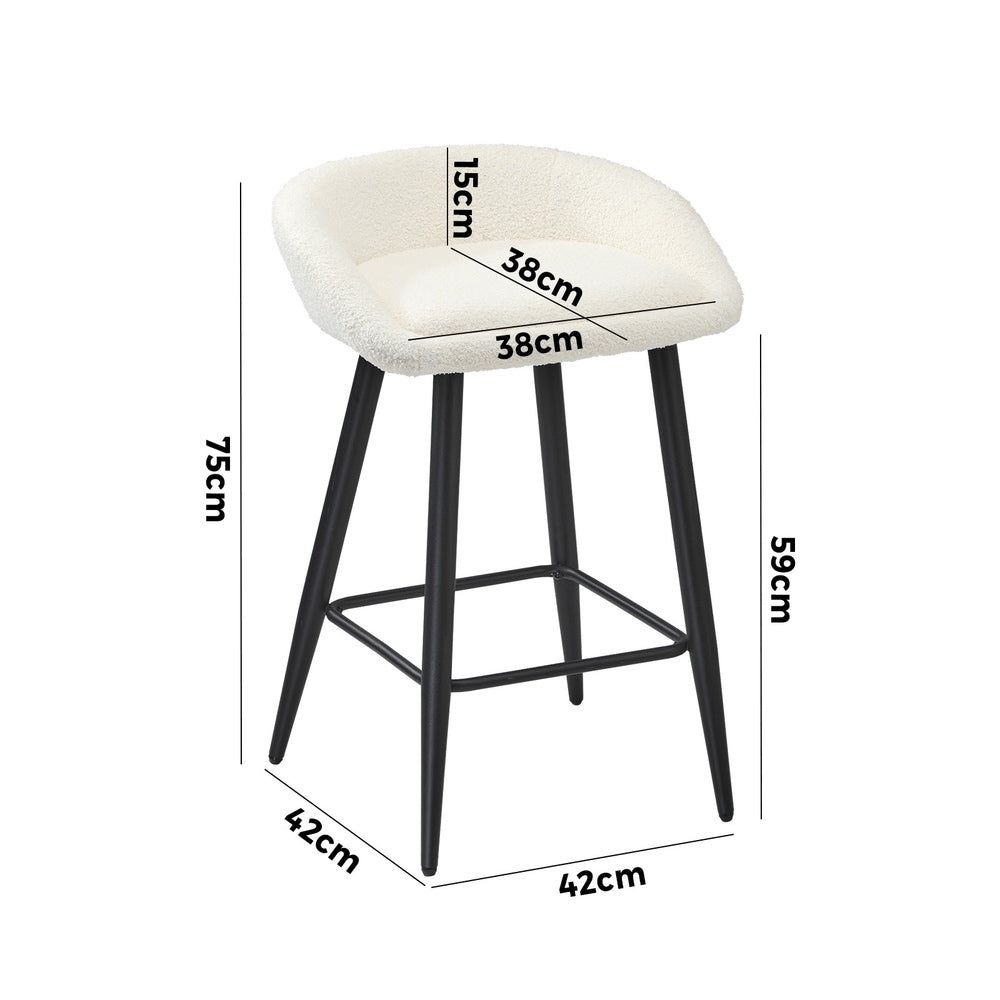 2PCS & 4PCS Bar Stools Boucle Fabric Green and Black