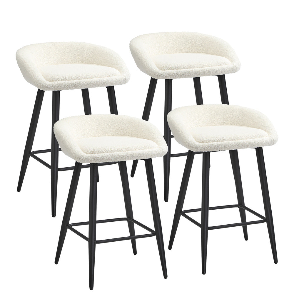 2PCS & 4PCS Bar Stools Boucle Fabric Green and Black