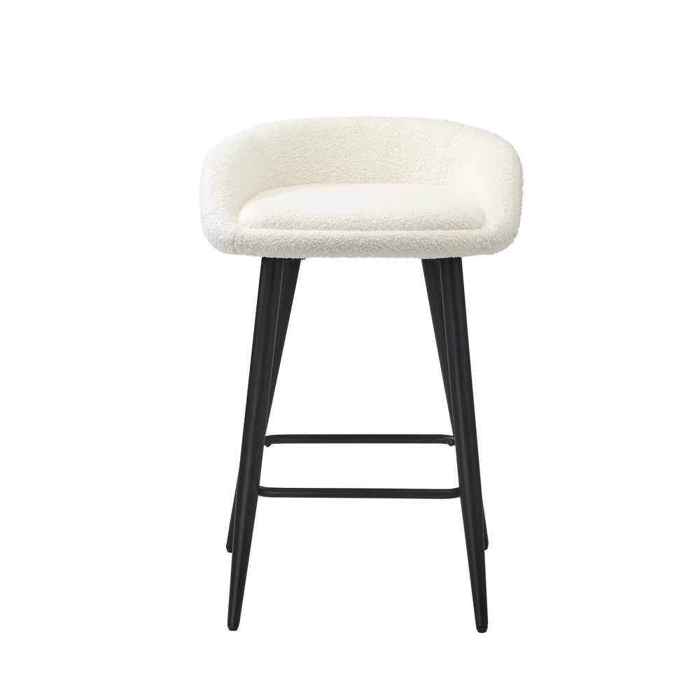 2PCS & 4PCS Bar Stools Boucle Fabric Green and Black