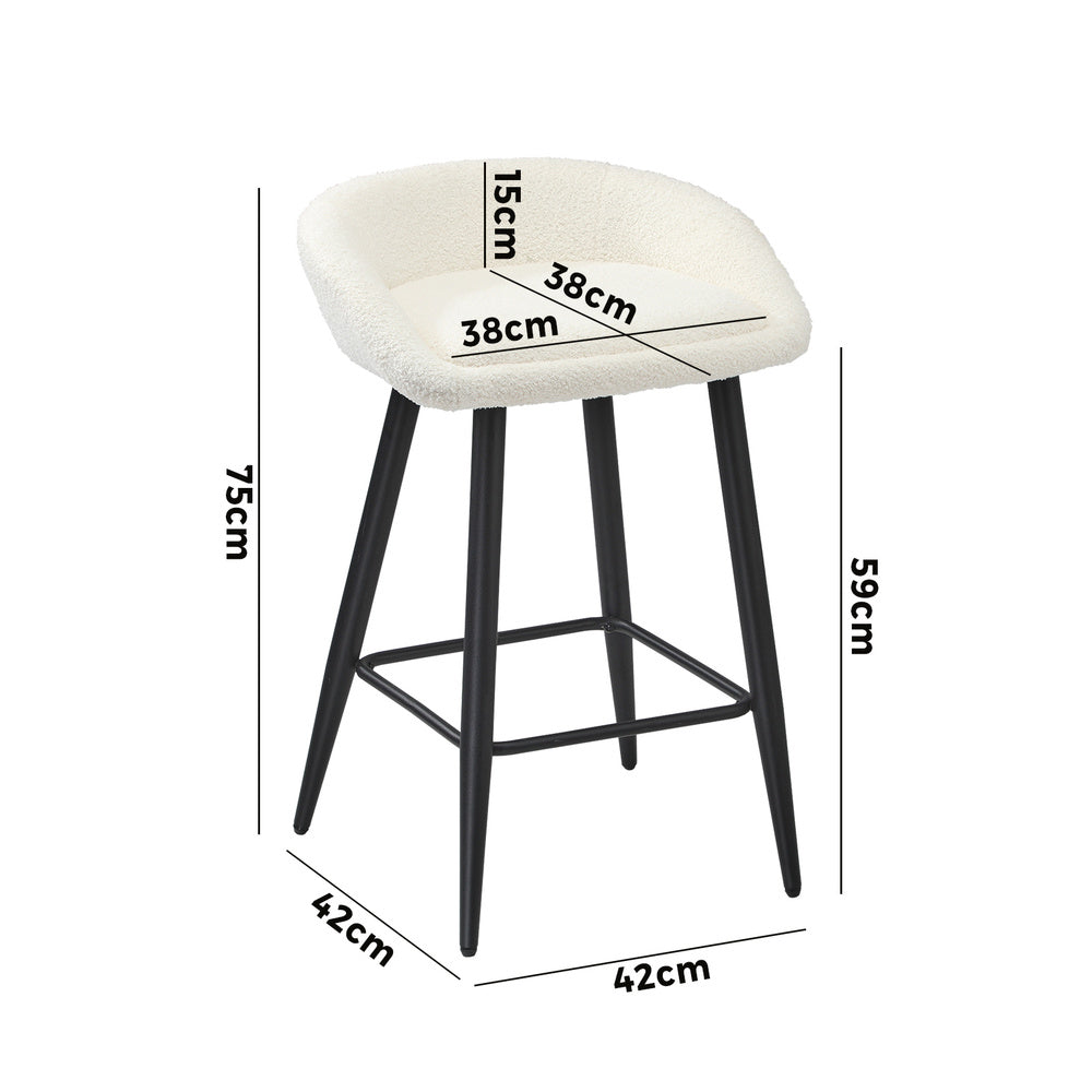 2PCS & 4PCS Bar Stools Boucle Fabric Green and Black
