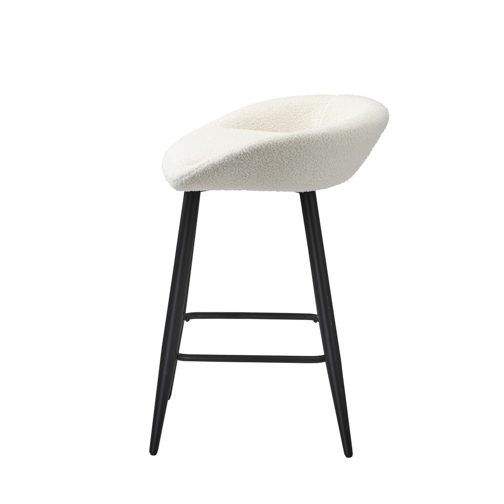 2PCS & 4PCS Bar Stools Boucle Fabric Green and Black