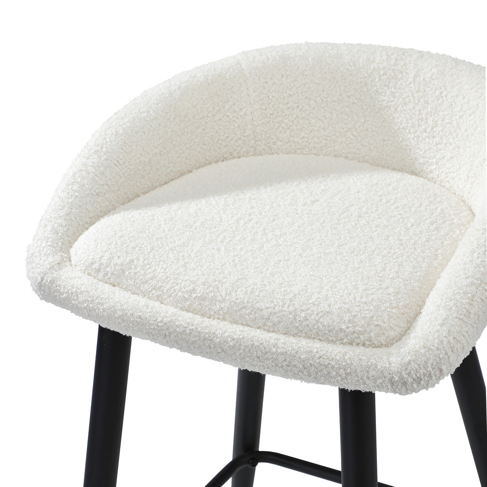 2PCS & 4PCS Bar Stools Boucle Fabric Green and Black