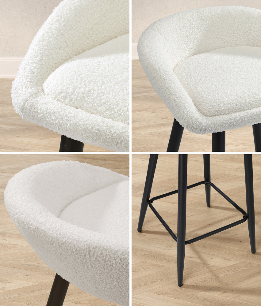 2PCS & 4PCS Bar Stools Boucle Fabric Green and Black