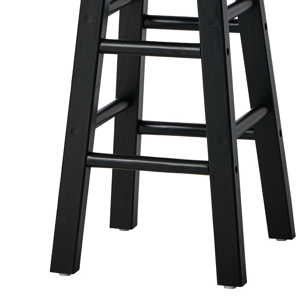 Round Bar Stools Set 2 Rubber Wood Black | Simpledeals