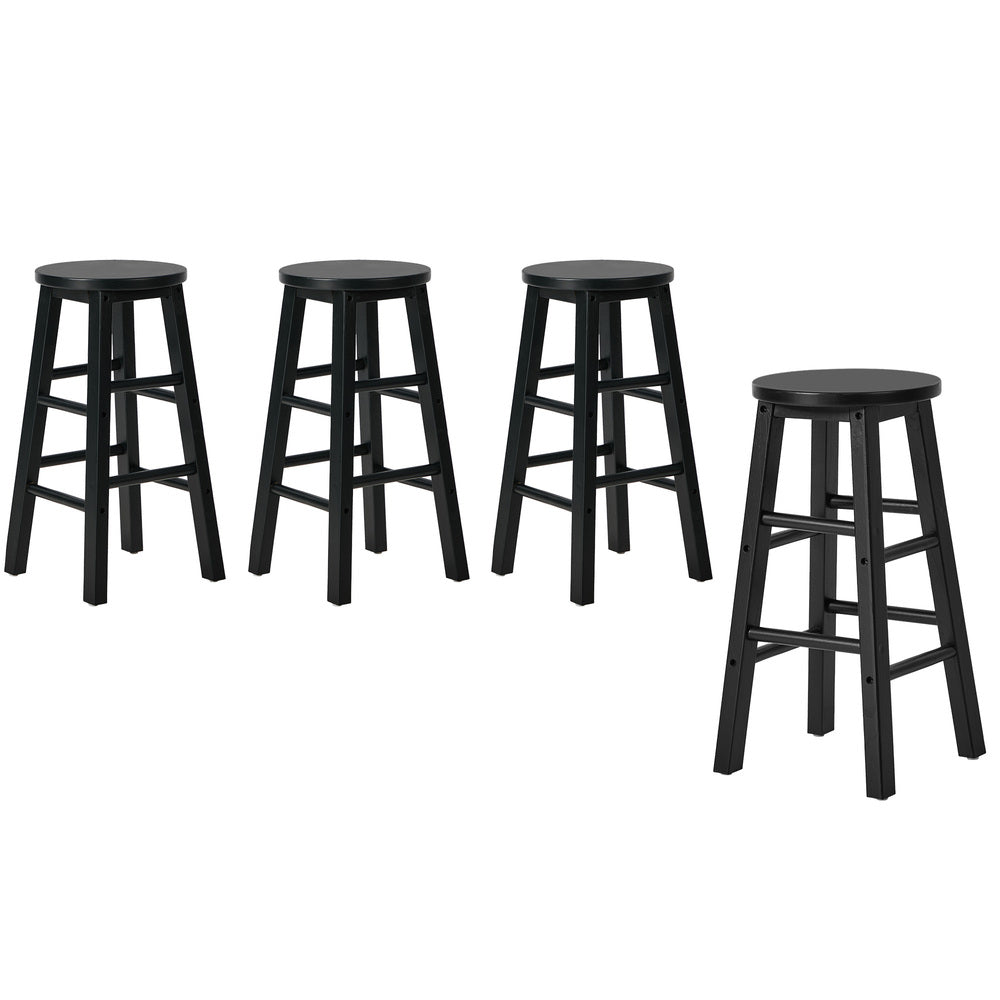 Bar Stools Set 4 Round Kitchen Counter Black | Simpledeals