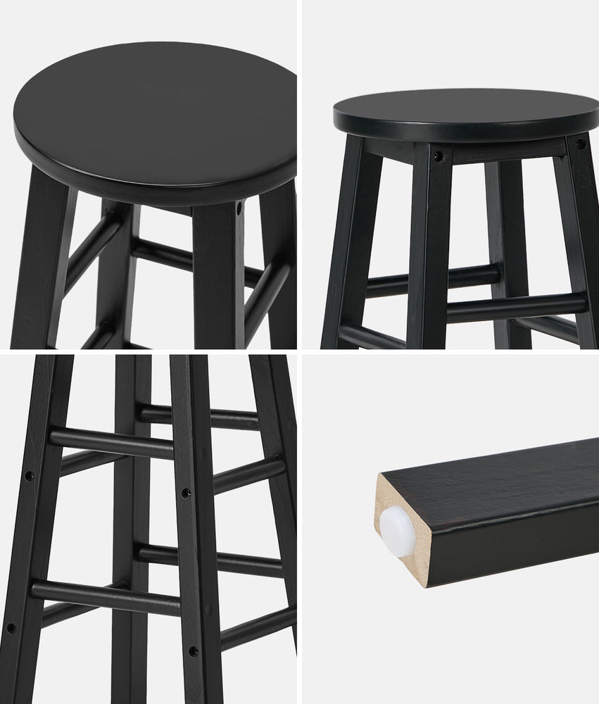 Bar Stools Set 4 Round Kitchen Counter Black | Simpledeals
