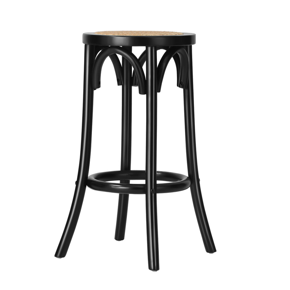 4x Bar Stools Dining Chair Rattan Seat Natural