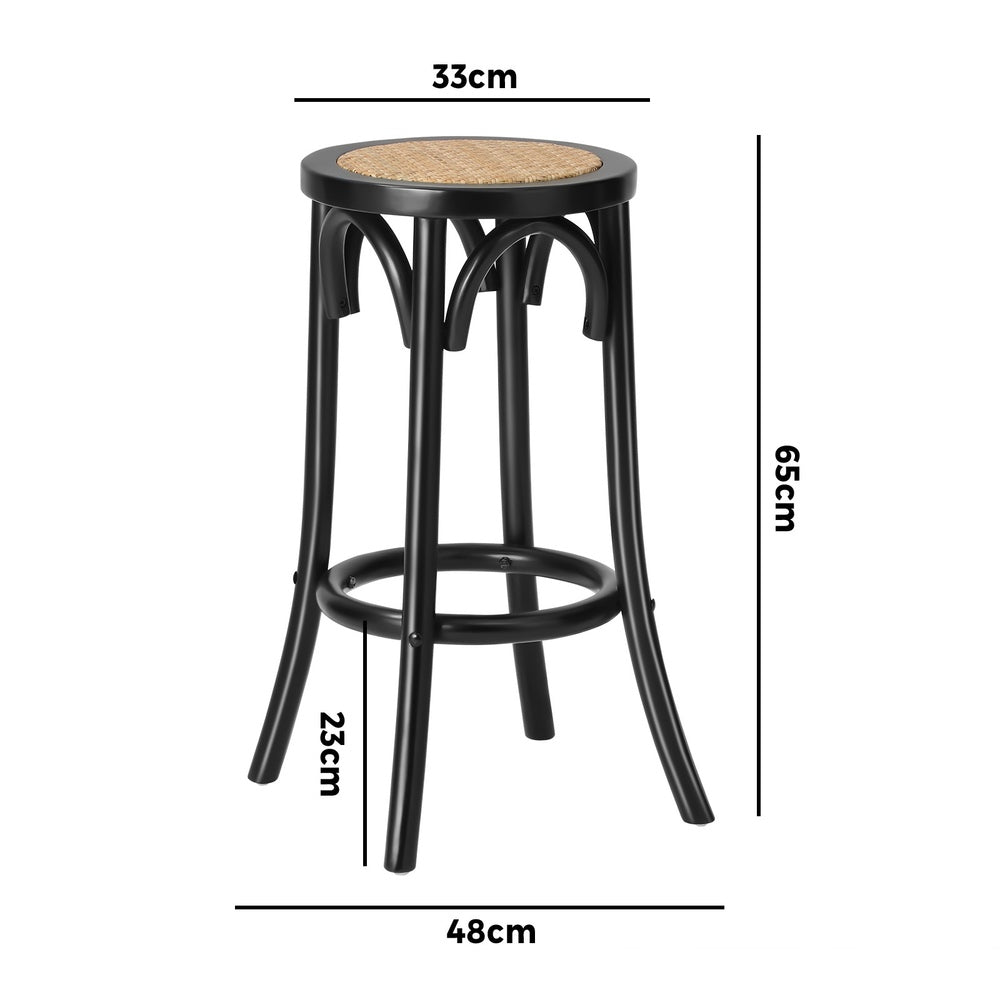 4x Bar Stools Dining Chair Rattan Seat Natural