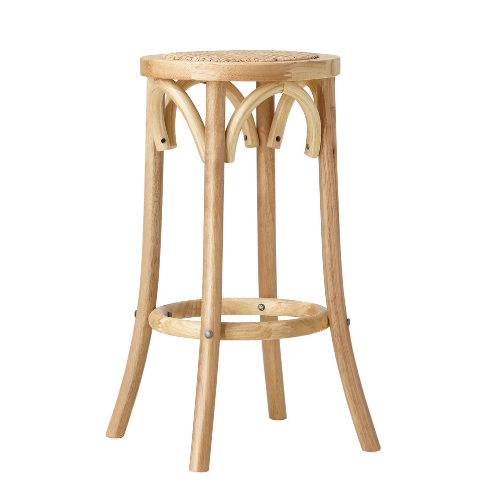 4x Bar Stools Dining Chair Rattan Seat Natural