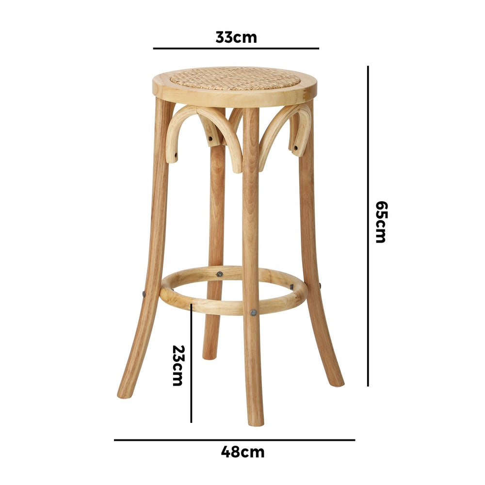4x Bar Stools Dining Chair Rattan Seat Natural