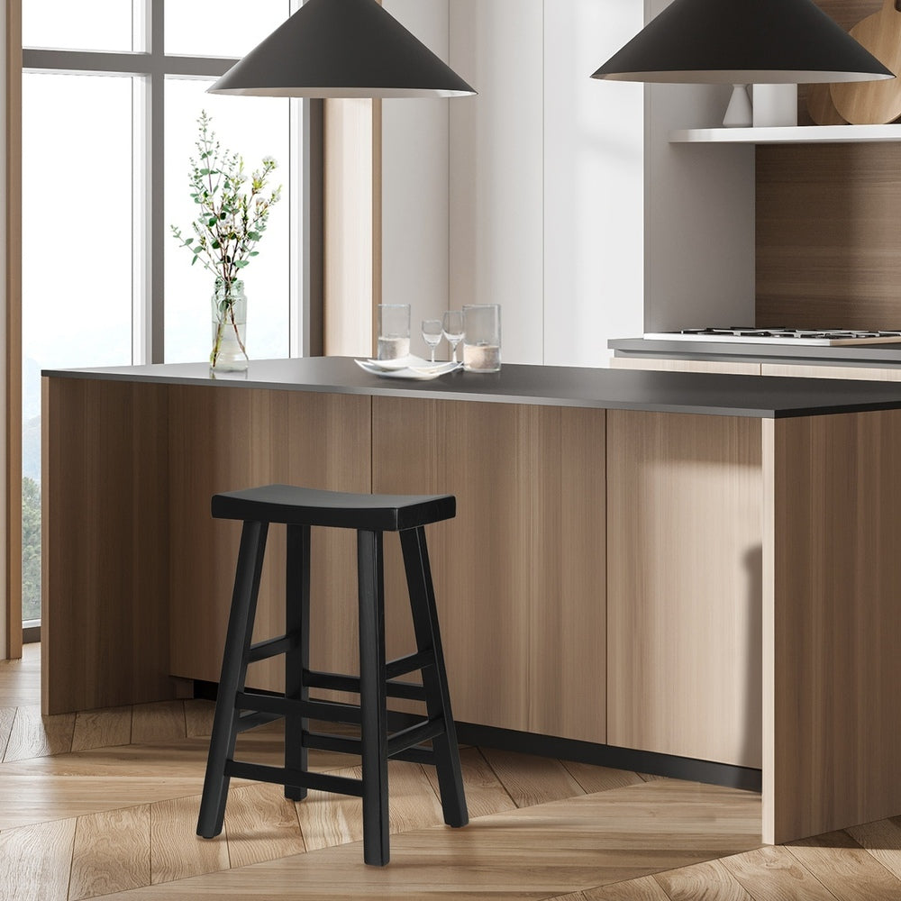 Bar Stools Wooden Counter Chairs Black/Natural