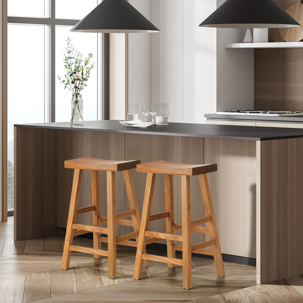 2X Bar Stool Wooden Counter Chairs Natural
