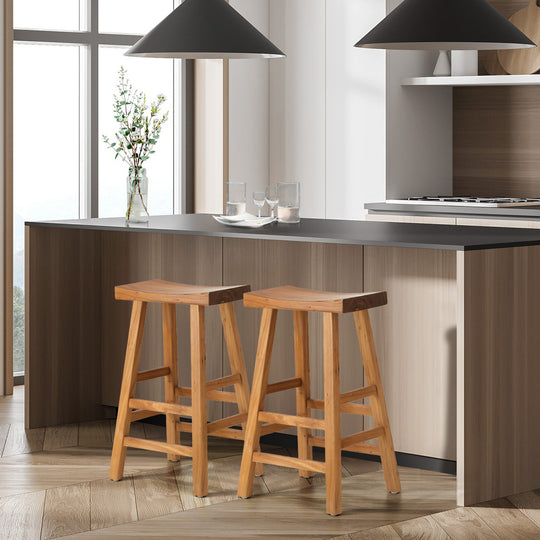 2X Bar Stool Wooden Counter Chairs Natural | Wooden finish