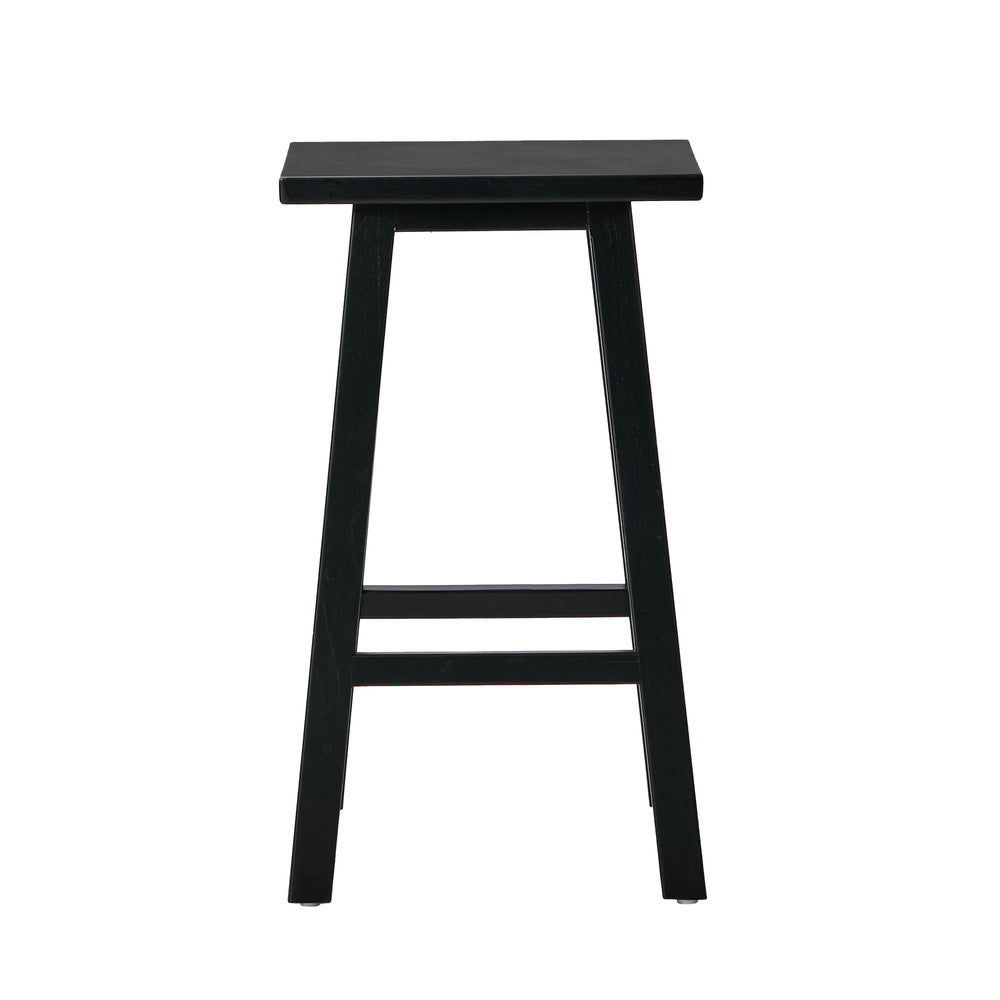 Black Bar Stools Set 2 Rubber Wood Kitchen | Simpledeals
