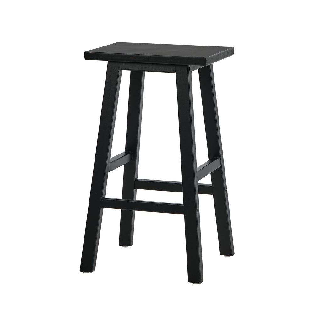 Black Bar Stools Set 2 Rubber Wood Kitchen | Simpledeals
