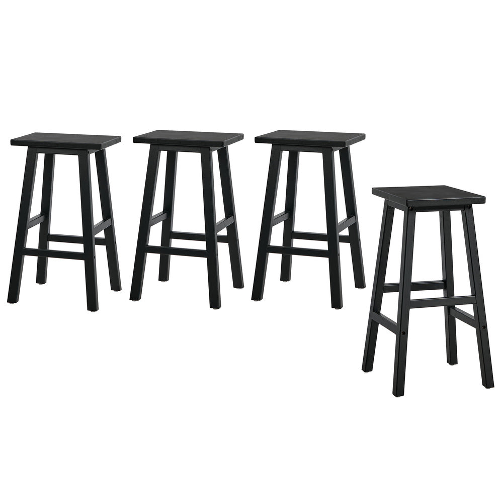 Black Bar Stools Set of 4 Rubber Wood | Simpledeals