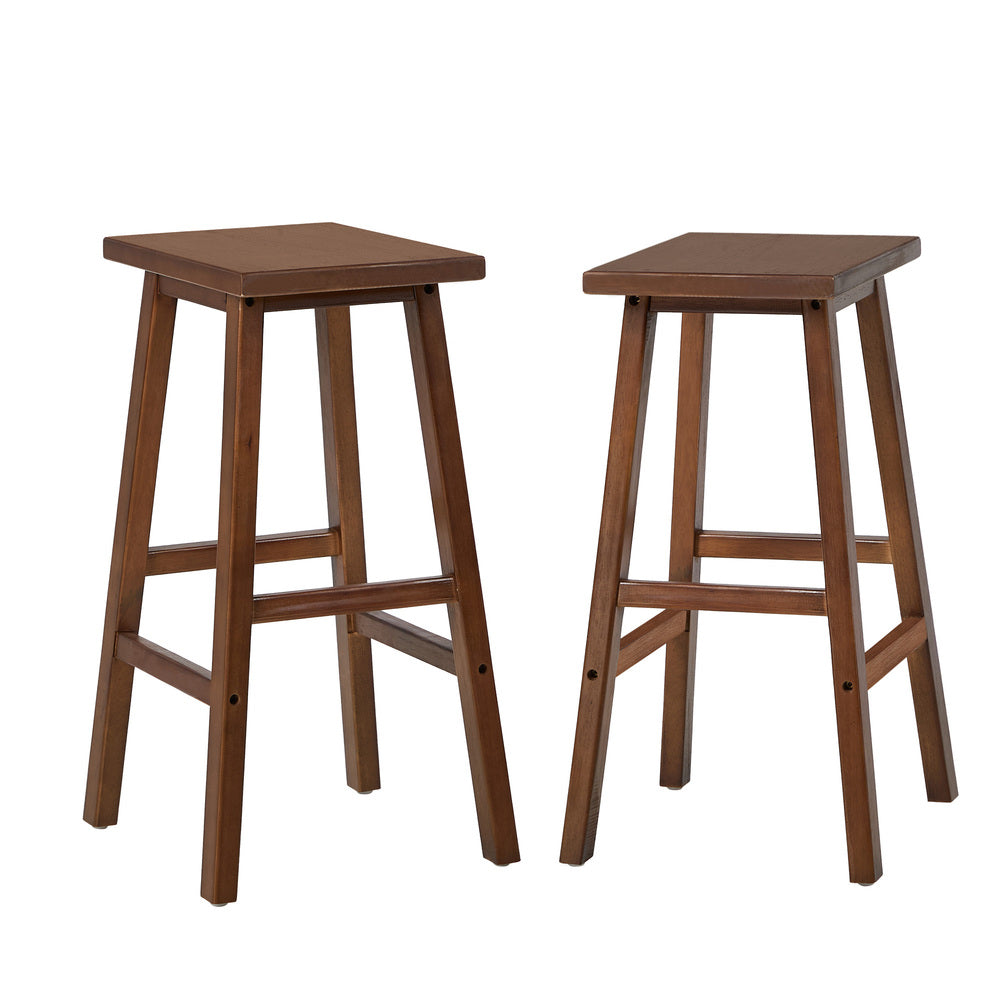 Timber Bar Stools Set 2 Walnut Rubber Wood | Simpledeals