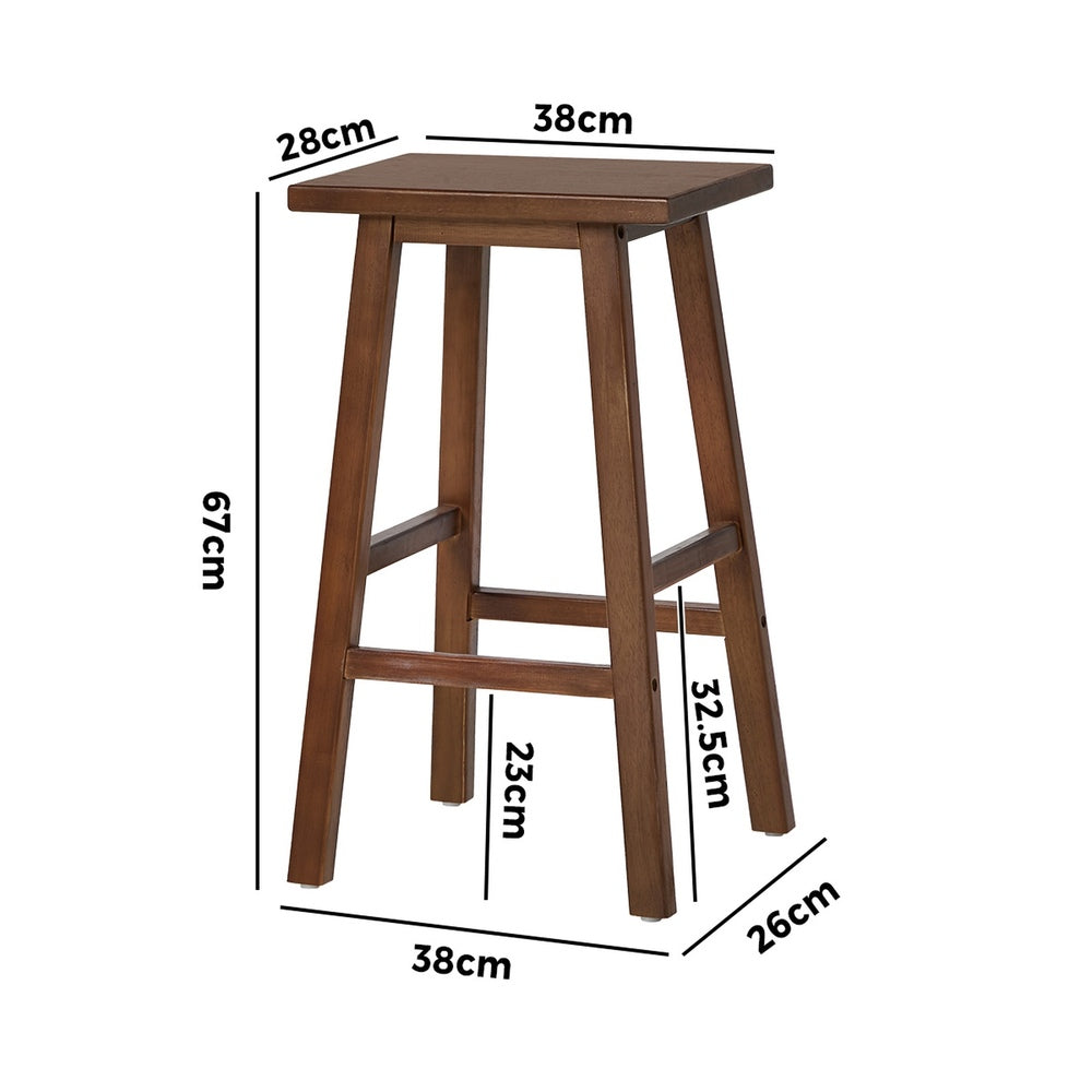 Timber Bar Stools Set 2 Walnut Rubber Wood | Simpledeals