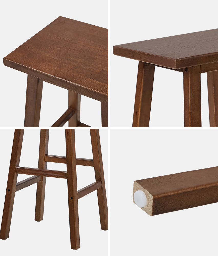 Timber Bar Stools Set 2 Walnut Rubber Wood | Simpledeals