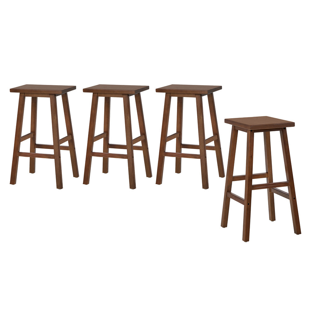 Bar Stools Set 4 Rubber Wood Walnut 150kg | Simpledeals