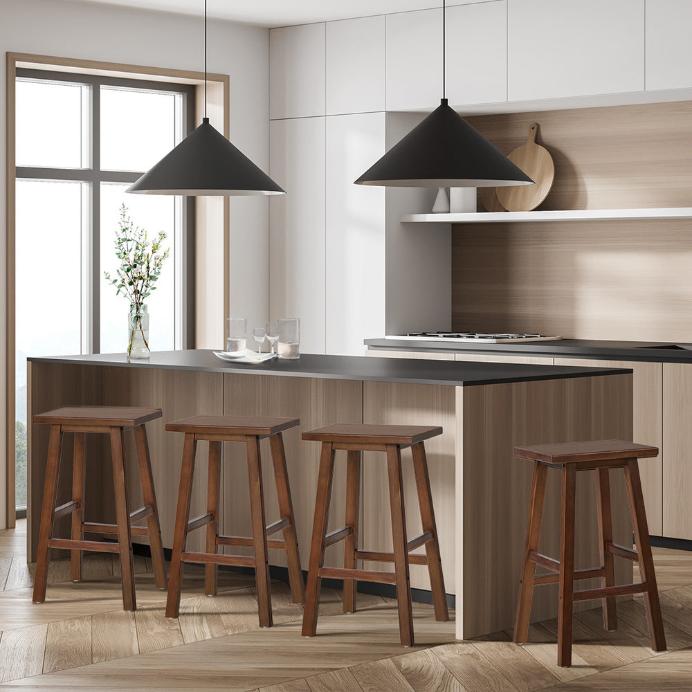 Bar Stools Set 4 Rubber Wood Walnut 150kg | Simpledeals