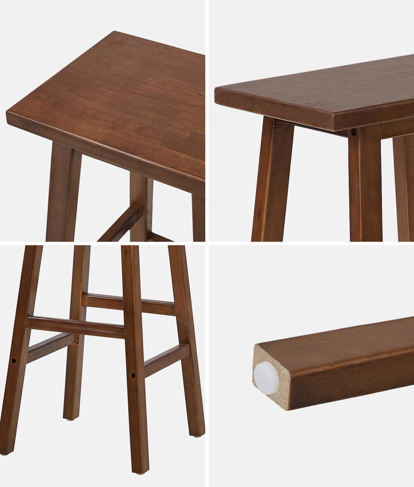 Bar Stools Set 4 Rubber Wood Walnut 150kg | Simpledeals