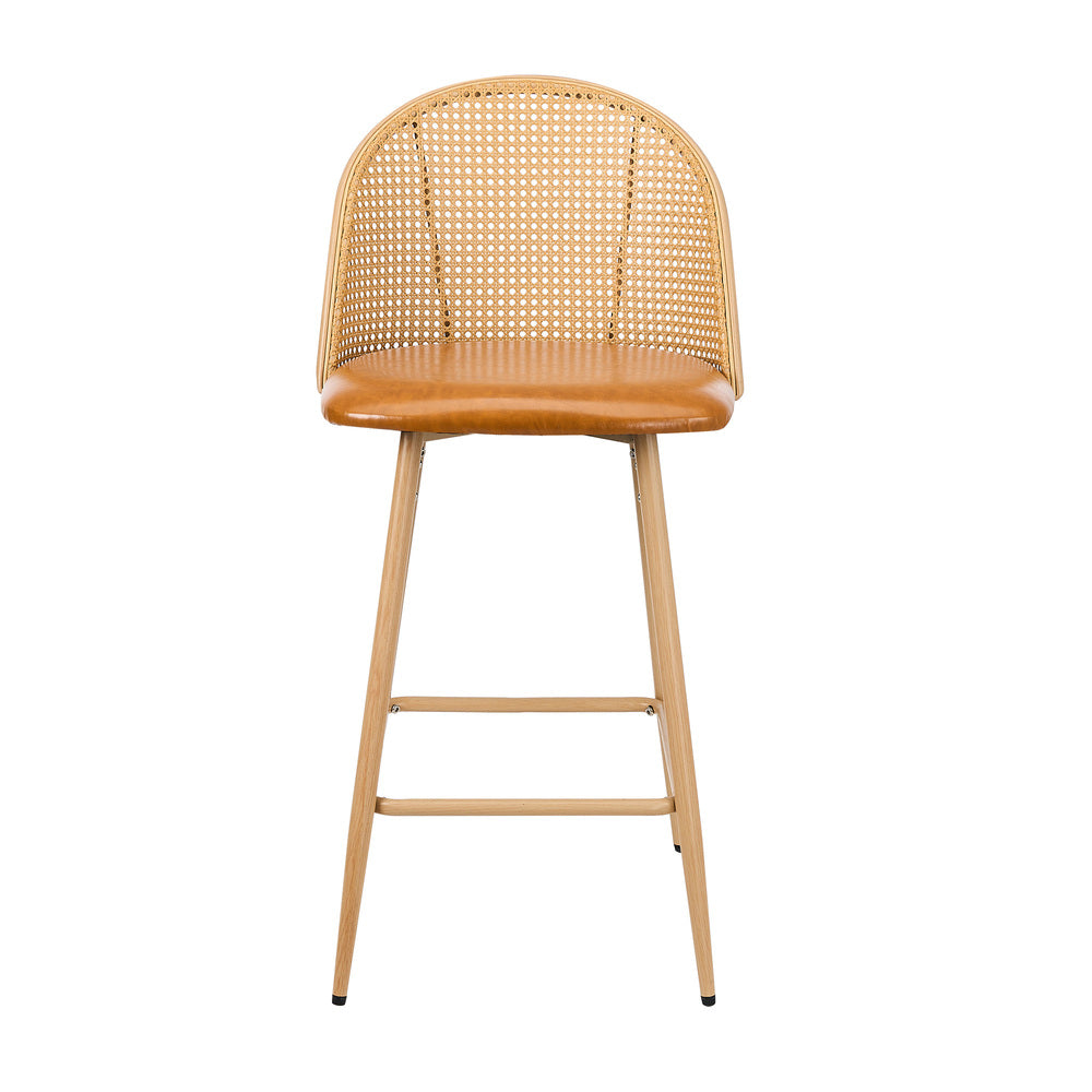4x Bar Stools Rattan Dining Chair Velvet Black