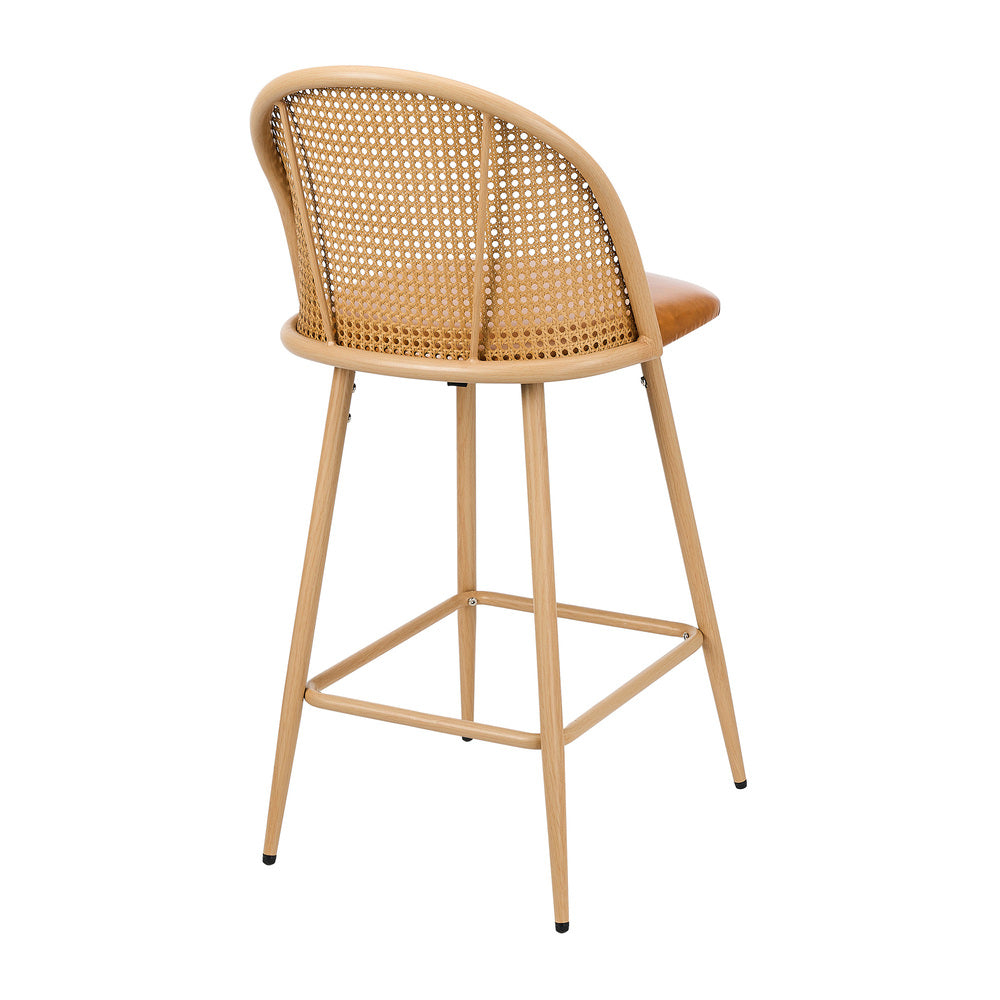 4x Bar Stools Rattan Dining Chair Velvet Black