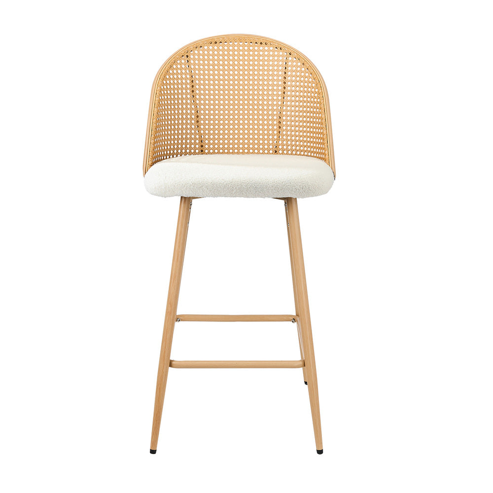4x Bar Stools Rattan Dining Chair Velvet Black