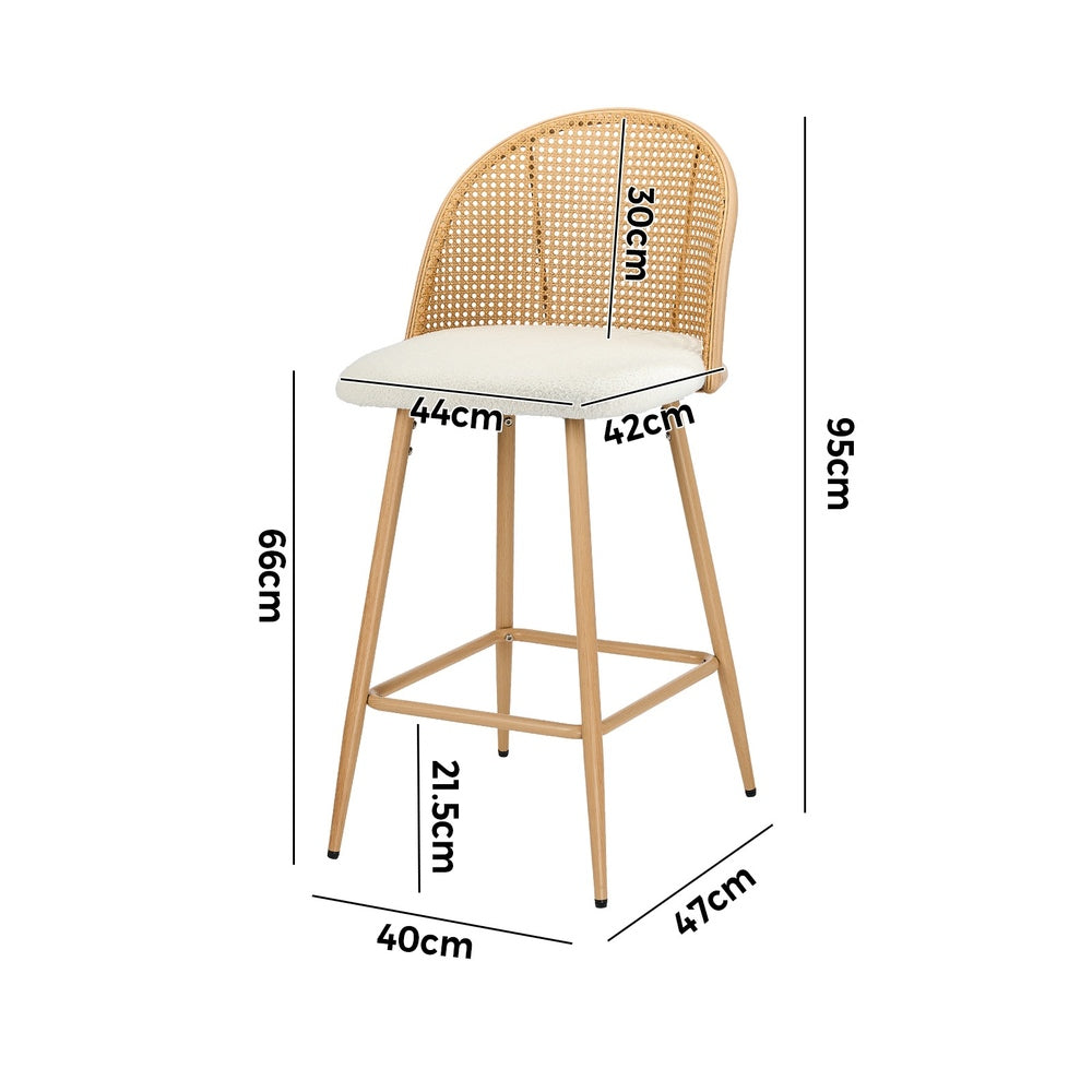 4x Bar Stools Rattan Dining Chair Velvet Black