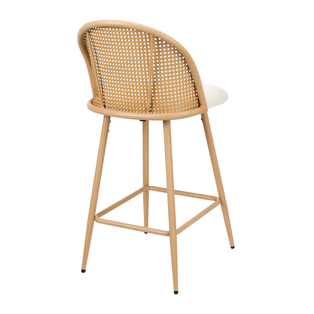 4x Bar Stools Rattan Dining Chair Velvet Black