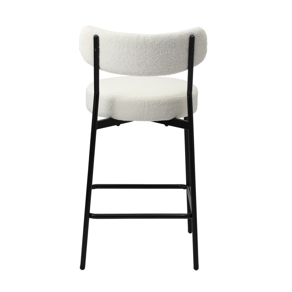 Bar Stools Kitchen Dining Stool Boucle Fabric White