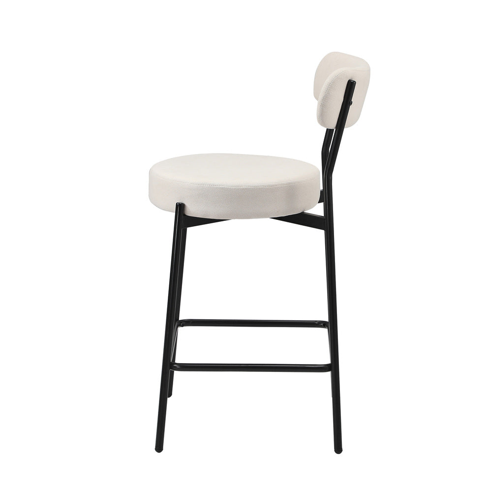 2x/4x Bar Stools Polyester Linen Fabric Beige