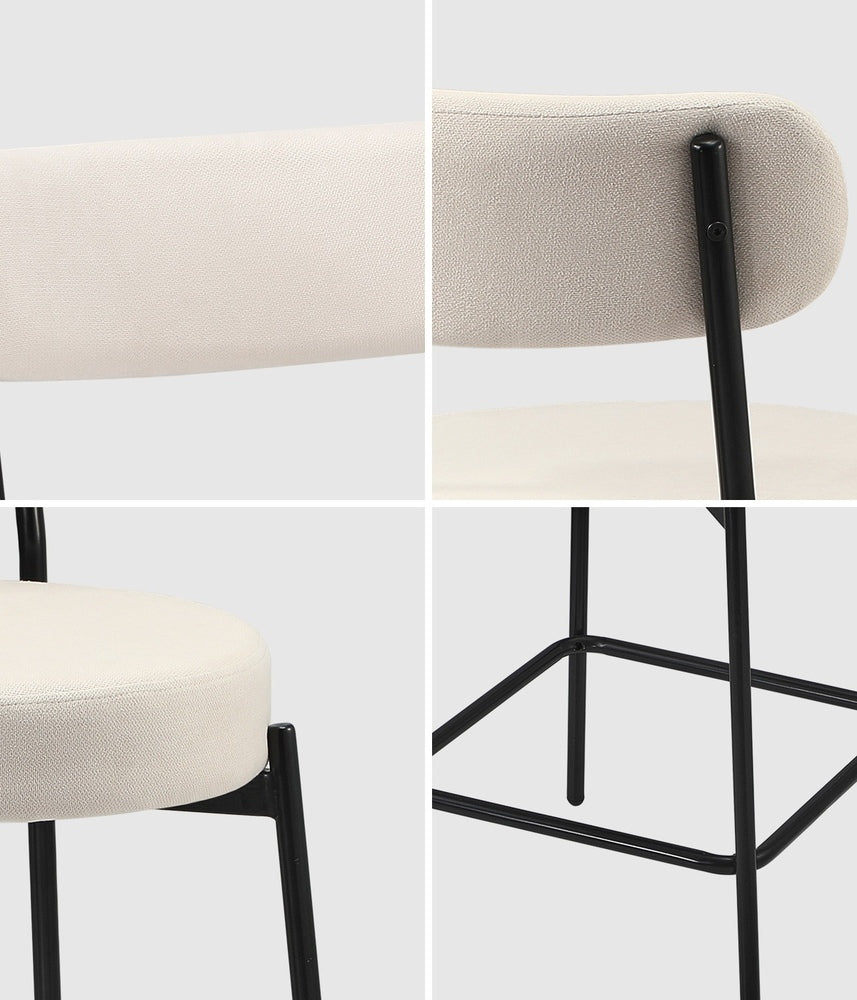 2x/4x Bar Stools Polyester Linen Fabric Beige