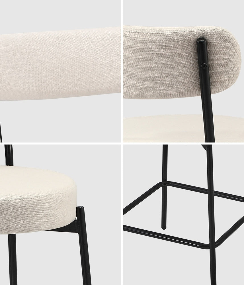 2x/4x Bar Stools Polyester Linen Fabric Beige