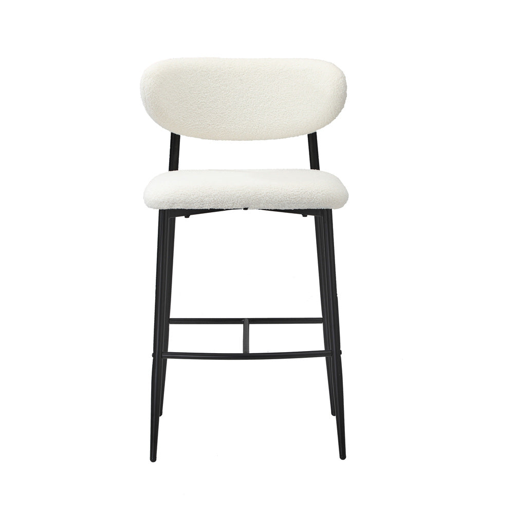 2x/4x Bar Stools Boucle Fabric Black/Natural and White