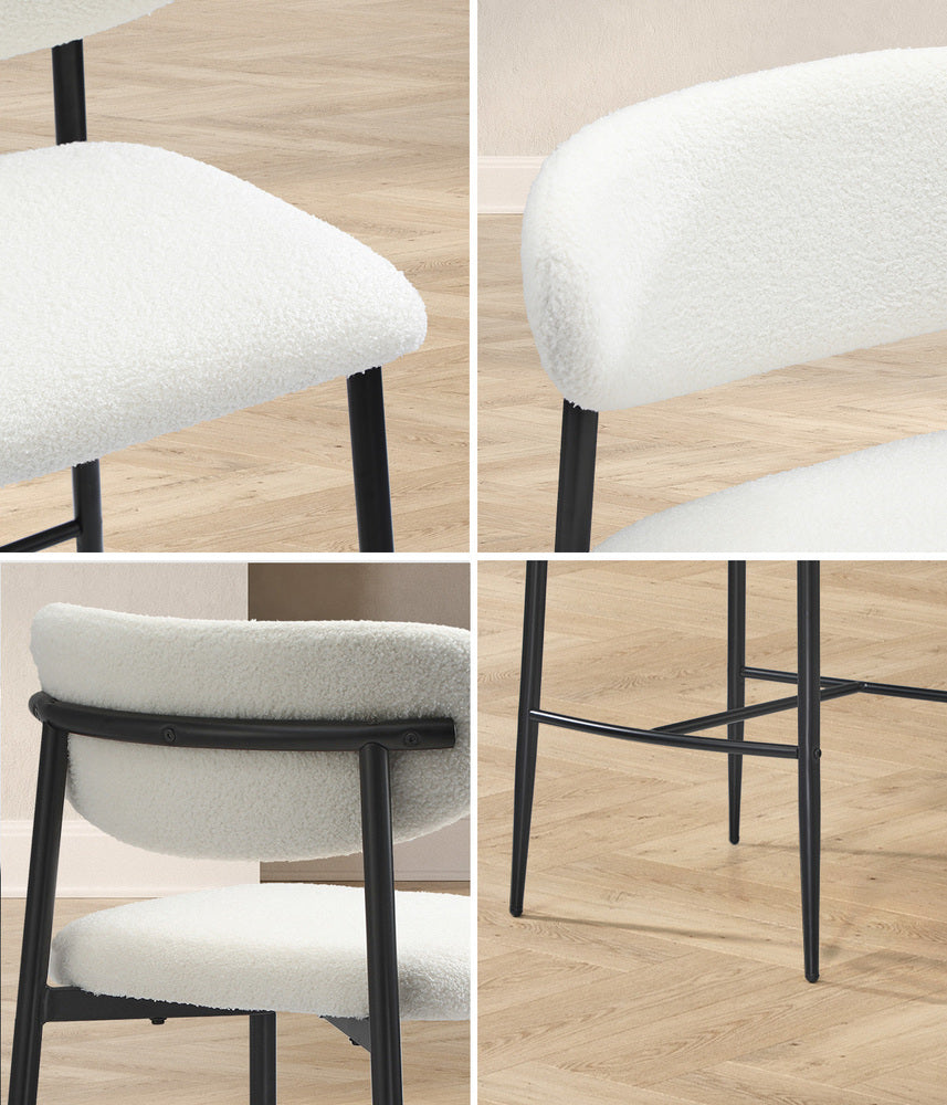 2x/4x Bar Stools Boucle Fabric Black/Natural and White