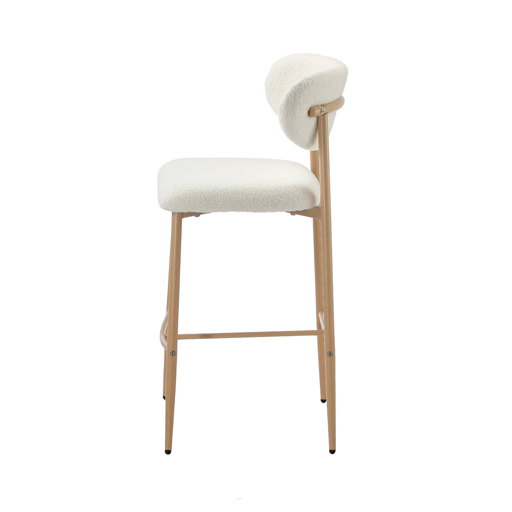 2x/4x Bar Stools Boucle Fabric Black/Natural and White